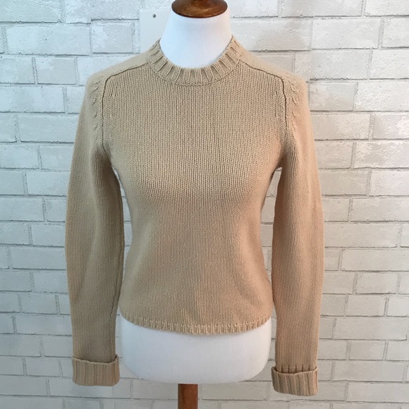 J. Crew Sweaters - J.Crew Tan Cropped Lambswool Crew Neck Sweater